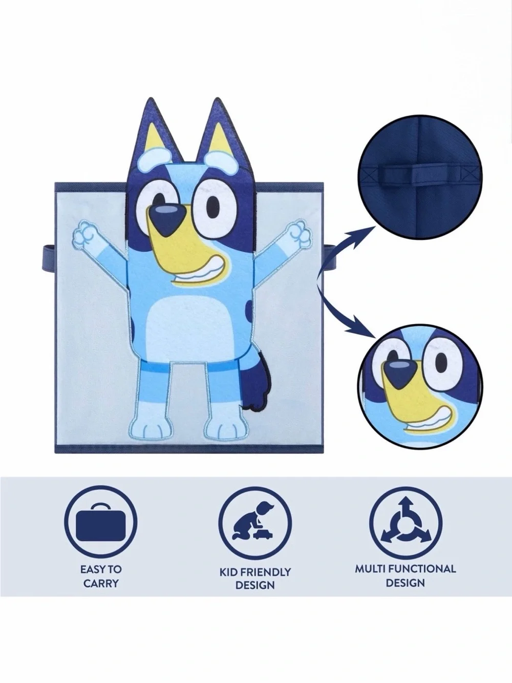 2 Pack Bluey Kids Collapsible Storage Bin Set - 10” x 10”